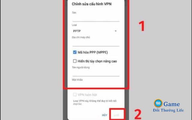 Chọn lưu để hoàn tất thiết lập VPN trên Android