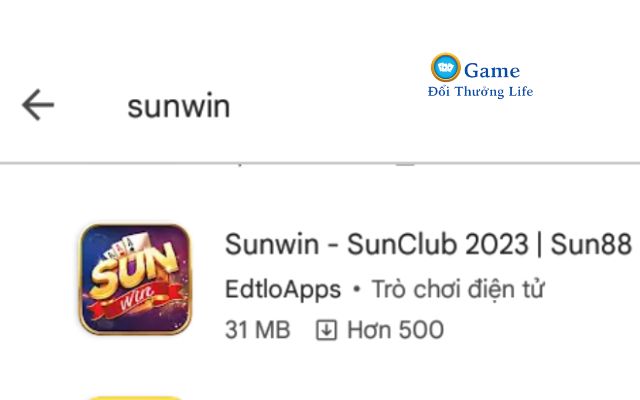 Tìm kiếm từ khóa Sunwin trên CHplay