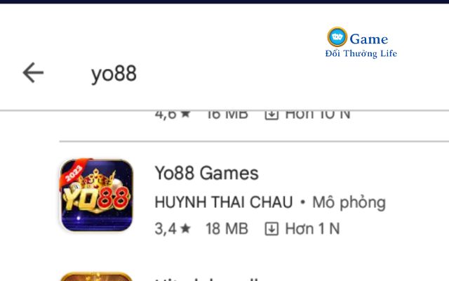 Tìm kiếm từ khóa Yo88 trên CHplay để tải App và cài đặt về máy