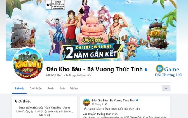 Fanpage Đảo Kho Báu thường xuyên tung Code hấp dẫn