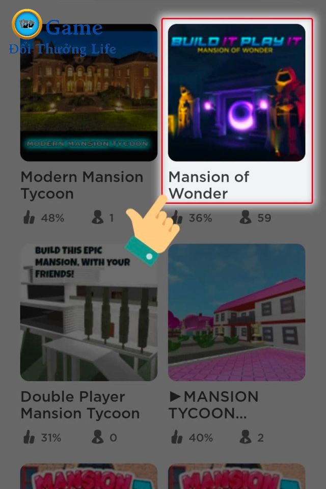 Người chơi nhấn chọn game Mansion Of Wonder