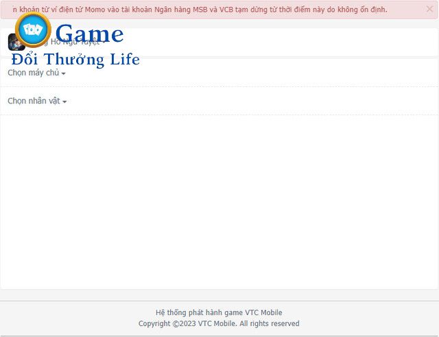 Người chơi truy cập vào trang web và tiến hành đăng nhập