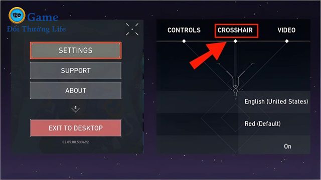 Nhấn chọn mục Crosshair tại menu Cài đặt